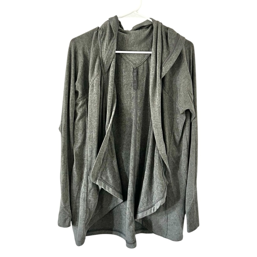 GAIAM Gray Hooded Open-Front Cardigan‎